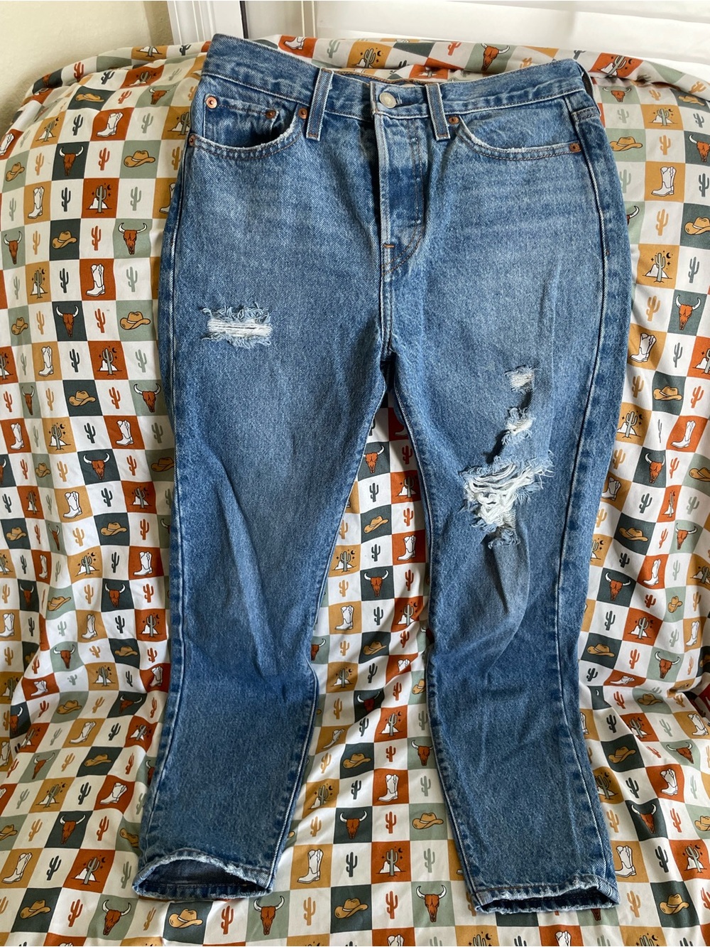 Levi's Medium Blue Distressed Jeans